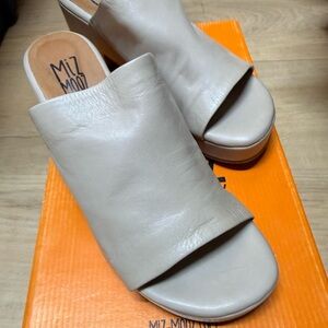 Miz Mooz Neutral Beige Leather Slide Mules